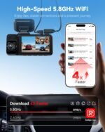REDTIGER F17 4K 3 Channel Dash Cam, STARVIS 2 IMX675 HDR, 2160P+1080P+1080P Front Inside and Rear Triple Car Camera with 64GB Card, 5.8GHz WiFi GPS, IR Night Vision, G Sensor, WDR, Parking Mode - Image 5