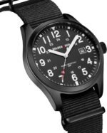 GOLDEN HOUR Men's Nylon Slip-Thru Strap Watch with Military Time Easy Read Dial Glowing Hands - Image 3