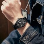 GOLDEN HOUR Men's Nylon Slip-Thru Strap Watch with Military Time Easy Read Dial Glowing Hands - Image 5
