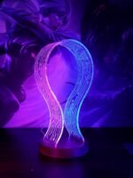 YuanDian Headphone Stand, Walnut Wood Headset Holder with Blue Pink LED Night Light for Gamers, Men, and Music Lovers - Perfect Desk Gift Idea - Image 3