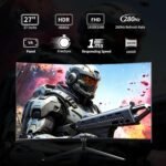 ZZA 27 Inch Curved Gaming Monitor 280Hz, FHD 1080P PC Monitor, 1ms Gamer Screen, AMD FreeSync Premium, 100% sRGB, VESA Mountable, Eye Care Computer Monitor for Gaming Home Office - Image 3