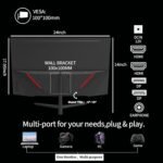 ZZA 27 Inch Curved Gaming Monitor 280Hz, FHD 1080P PC Monitor, 1ms Gamer Screen, AMD FreeSync Premium, 100% sRGB, VESA Mountable, Eye Care Computer Monitor for Gaming Home Office - Image 5