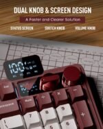 RK ROYAL KLUDGE M100 Wireless Mechanical Keyboard w/Screen & Dual Knobs, Tri-Mode Gasket Mount Gaming Keyboard with Number Pad, Hot Swappable Cream Switch, Red - Image 4