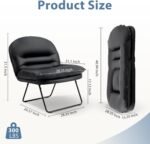 DUMOS PU Leather Foldable Chairs for Bedroom, Comfy Saucer Chair, Dorm & Gaming, Foldable Fashion Floor Chair with Back Support for Small Spaces,Black - Image 4