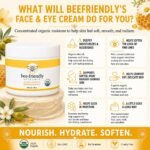 BeeFriendly® Organic Face and Eye Cream, All In One 2 oz | USDA Certified Organic, All In One Natural Face, Eye, Neck, Decollete Cream, Reduces Wrinkles & Lines - Image 3