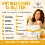 BeeFriendly® Organic Face and Eye Cream, All In One 2 oz | USDA Certified Organic, All In One Natural Face, Eye, Neck, Decollete Cream, Reduces Wrinkles & Lines - Image 6