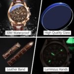 OLEVS Men's Casual Leather Watch, Big Face Chronograph Watch for Men, Fashion Easy to Read Dress Watch, Men's Waterproof Luminous Date Analog Watch, Gold/Black/White/Blue Dial - Image 5