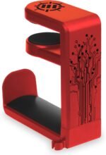 ENHANCE PC Gaming Headphone Holder - Desk Headphone Hanger Esports Headset Holder with Adjustable 360 Rotation, Under Desk Hook Clamp, Universal Fit - Built in Cable Clip Organizer - Red - Image 3