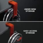 ENHANCE PC Gaming Headphone Holder - Desk Headphone Hanger Esports Headset Holder with Adjustable 360 Rotation, Under Desk Hook Clamp, Universal Fit - Built in Cable Clip Organizer - Red - Image 6