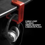 ENHANCE PC Gaming Headphone Holder - Desk Headphone Hanger Esports Headset Holder with Adjustable 360 Rotation, Under Desk Hook Clamp, Universal Fit - Built in Cable Clip Organizer - Red - Image 7