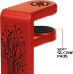 ENHANCE PC Gaming Headphone Holder - Desk Headphone Hanger Esports Headset Holder with Adjustable 360 Rotation, Under Desk Hook Clamp, Universal Fit - Built in Cable Clip Organizer - Red - Image 10