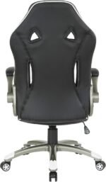 OSP Home Furnishings Xplorer 51 Ergonomic Adjustable High Back Gaming Chair with Lumbar Support and Padded Flip Arms, Black Faux Leather with White Trim - Image 12