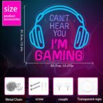 Gaming Neon Sign, Dimmable LED Headset Gamer Neon Light Can't Hear You I'm Gaming Lights Signs, Headphone Light up Game Signs for Game Zone Video Room Wall Decor for Boy Men Teen Gifts - Image 5