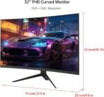 KTC 32 Inch FHD 1080p Curved Gaming Monitor - VA 1500R Curved Monitor, 165Hz 1ms MPRT, FreeSync & G-Sync, 122% sRGB, DP/HDMI, VESA, HDR10 for Gaming Home Office Business PC Monitor - Image 9