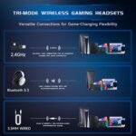 Acer 2.4GHz Wireless Gaming Headsets for PS5, PS4, PC, Switch, Tri-Mode Gaming Headphones with Noise Canceling Mic, Stereo Sound, 40+Hr Battery, 50mm Drivers - White - Image 3