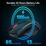 Redragon M810 Pro Wireless Gaming Mouse, 10000 DPI Wired/Wireless Gamer Mouse w/Rapid Fire Key, 8 Macro Buttons, 45-Hour Reliable Power Capacity and RGB Backlit for PC/Mac/Laptop - Image 6