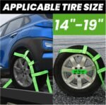 Tow Dolly Basket Straps with Flat Hook, 2 Pack Tow Dolly Strap Bonnet Net Fits 14"-19" Tires Wheels, 10,000 lbs Breaking Strength Heavy Duty Car Dolly Strap System, Waterproof Carrying Bag (Green) - Image 3