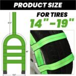 Tow Dolly Basket Straps with Flat Hook, 2 Pack Tow Dolly Strap Bonnet Net Fits 14"-19" Tires Wheels, 10,000 lbs Breaking Strength Heavy Duty Car Dolly Strap System, Waterproof Carrying Bag (Green) - Image 6