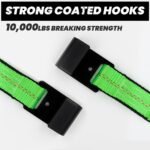 Tow Dolly Basket Straps with Flat Hook, 2 Pack Tow Dolly Strap Bonnet Net Fits 14"-19" Tires Wheels, 10,000 lbs Breaking Strength Heavy Duty Car Dolly Strap System, Waterproof Carrying Bag (Green) - Image 7
