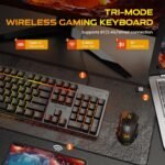 Redragon K521KS Wireless Gaming Keyboard, Tri-Mode BT/2.4G/USB-C RGB Mechanical Feeling Keyboard with Multimedia Keys, 4000mAh Battery, Anti-Ghosting, Compatible with PC - Upgrade - Image 3