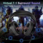 Jeecoo V20U USB Pro Gaming Headset for PC - 7.1 Surround Sound Headphones with Noise Cancelling Microphone- Memory Foam Ear Pads RGB Lights for Laptops - Image 4