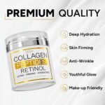 Retinol Cream for Face with Collagen Peptides - Anti Aging Wrinkle Cream for Women and Men - Day-Night Facial Moisturizer with Hyaluronic Acid - Tightening and Skin Firming - Neck & Décolleté - Image 8