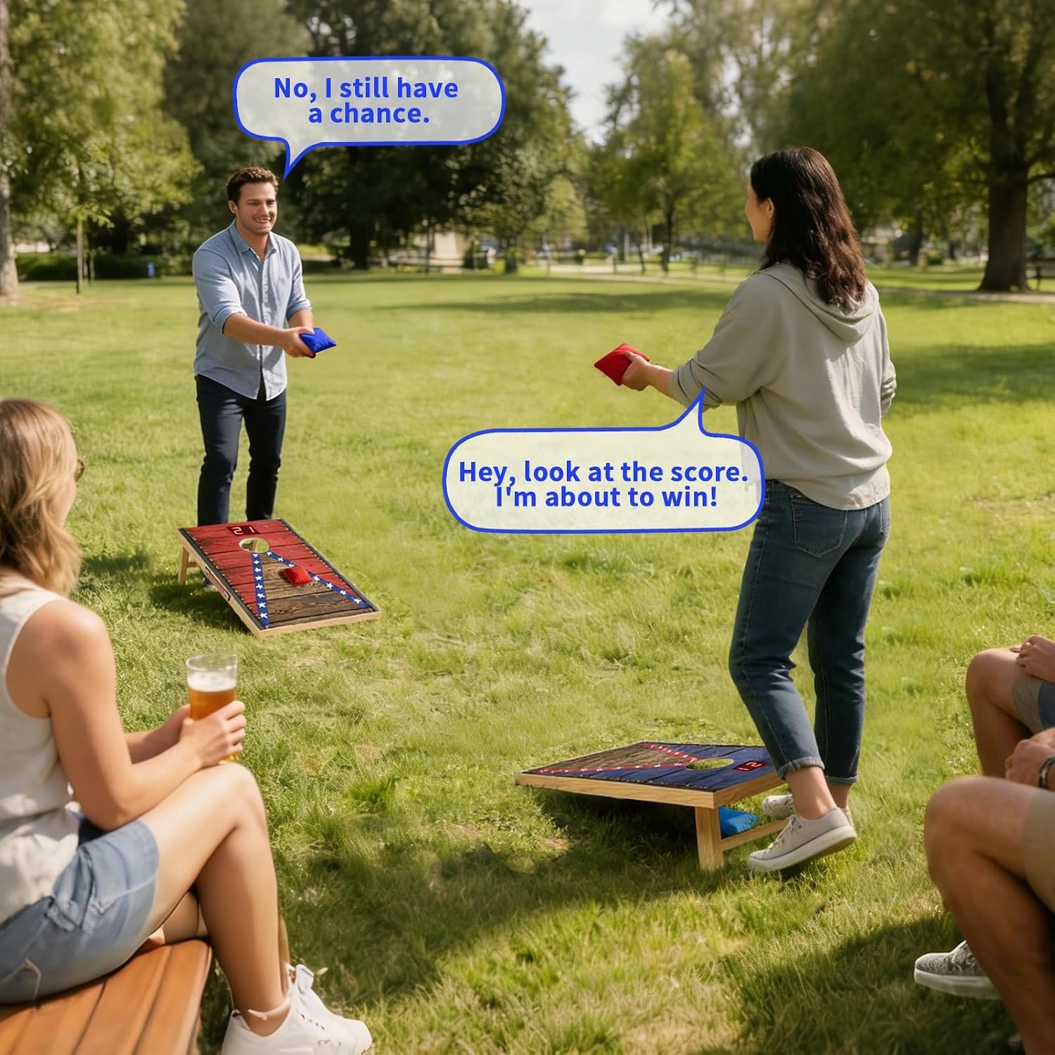 Electronic Cornhole Board Set 4x2ft 3x2ft 2x1ft, Automatic Scoring Corn Hole Games for Adults & Kids, Wooden Portable Cornhole Set with 8 Bean Bags & Carrying Bag for Outdoor, Tailgate, Party - Image 8