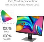 ASUS ProArt Display PA278QV 27” WQHD (2560 x 1440) Monitor, 100% sRGB/Rec. 709 ΔE < 2, IPS, DisplayPort HDMI DVI-D Mini DP, Calman Verified, Eye Care, Anti-Glare, Tilt Pivot Swivel Height Adjustable - Image 3