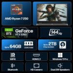 Lenovo LOQ Gaming Laptop, 15.6’’ FHD 144HZ Display, AMD Ryzen 7 250, NVIDIA GeForce RTX 5060, 32GB DDR5 RAM 1TB SSD, Backlit KB, WiFi 6, Win 11 Pro Bundled with Accessory - Image 3