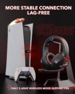 BINNUNE Wireless Gaming Headset for PS5 PC, 120H Ultra-Long Battery, 2.4GHz & Bluetooth 5.3 Wireless Headphones with Noise Canceling Mic, 50mm Drivers, Comfort Over Ear Headphones, Black - Image 3