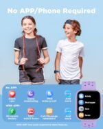 BIGGERFIVE Smart Watch for Kids No APP No Phone Needed, 1.8" Fitness Tracker Watch Pedometer, Heart Rate, Sleep Monitor, IP68 Waterproof, Step Counter, Puzzle Games for Girls Teens 5-16, Lilac - Image 3