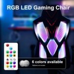 Frassie Gaming Chair with RGB LED Lights, Video Game Chair Ergonomic Computer Gamer Chair with Massage Lumbar Support (Red) - Image 4