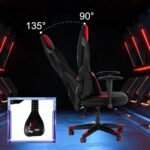 Frassie Gaming Chair with RGB LED Lights, Video Game Chair Ergonomic Computer Gamer Chair with Massage Lumbar Support (Red) - Image 7