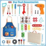 Kids Tool Set with Drill, Educational Montessori Toys for 3 Year Old Boys 44 Pcs STEM Kids Toys Wooden Toddler Tool Set with Apron & Box Birthday Gifts for 3 4 5 Year Old Boy Girl - Image 4