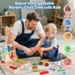 Kids Tool Set with Drill, Educational Montessori Toys for 3 Year Old Boys 44 Pcs STEM Kids Toys Wooden Toddler Tool Set with Apron & Box Birthday Gifts for 3 4 5 Year Old Boy Girl - Image 5