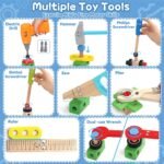 Kids Tool Set with Drill, Educational Montessori Toys for 3 Year Old Boys 44 Pcs STEM Kids Toys Wooden Toddler Tool Set with Apron & Box Birthday Gifts for 3 4 5 Year Old Boy Girl - Image 6