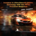 KOORUI 25 Inch Curved Gaming Monitor 240Hz FHD 1080P Computer Monitor, 1500R 1ms MPRT Display, Adaptive Sync, 90% DCI-P3,HDR, Eye Care, Tilt Adjustable, VESA 75x75mm, Black,G2511XC - Image 3