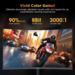 KOORUI 25 Inch Curved Gaming Monitor 240Hz FHD 1080P Computer Monitor, 1500R 1ms MPRT Display, Adaptive Sync, 90% DCI-P3,HDR, Eye Care, Tilt Adjustable, VESA 75x75mm, Black,G2511XC - Image 8