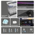 EPOMAKER TH99 PRO 96% Mechanical Keyboard with Screen & Knob, 10000mAh, 2.4Ghz/BT, Hot Swap, Custom Driver, RGB Backlight, PBT Keycap, Wireless Gaming Keyboard for PC/Mac (Black, Creamy Jade) - Image 3
