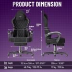 Ferghana Gaming Chair, Velvet Fabric Comfortable Computer Chair with Footrest and Linkage Armrest, Ergonomic High Back Game Chair with Massage Lumbar Support for Adult, Black/Purple - Image 3
