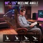 Ferghana Gaming Chair, Velvet Fabric Comfortable Computer Chair with Footrest and Linkage Armrest, Ergonomic High Back Game Chair with Massage Lumbar Support for Adult, Black/Purple - Image 10