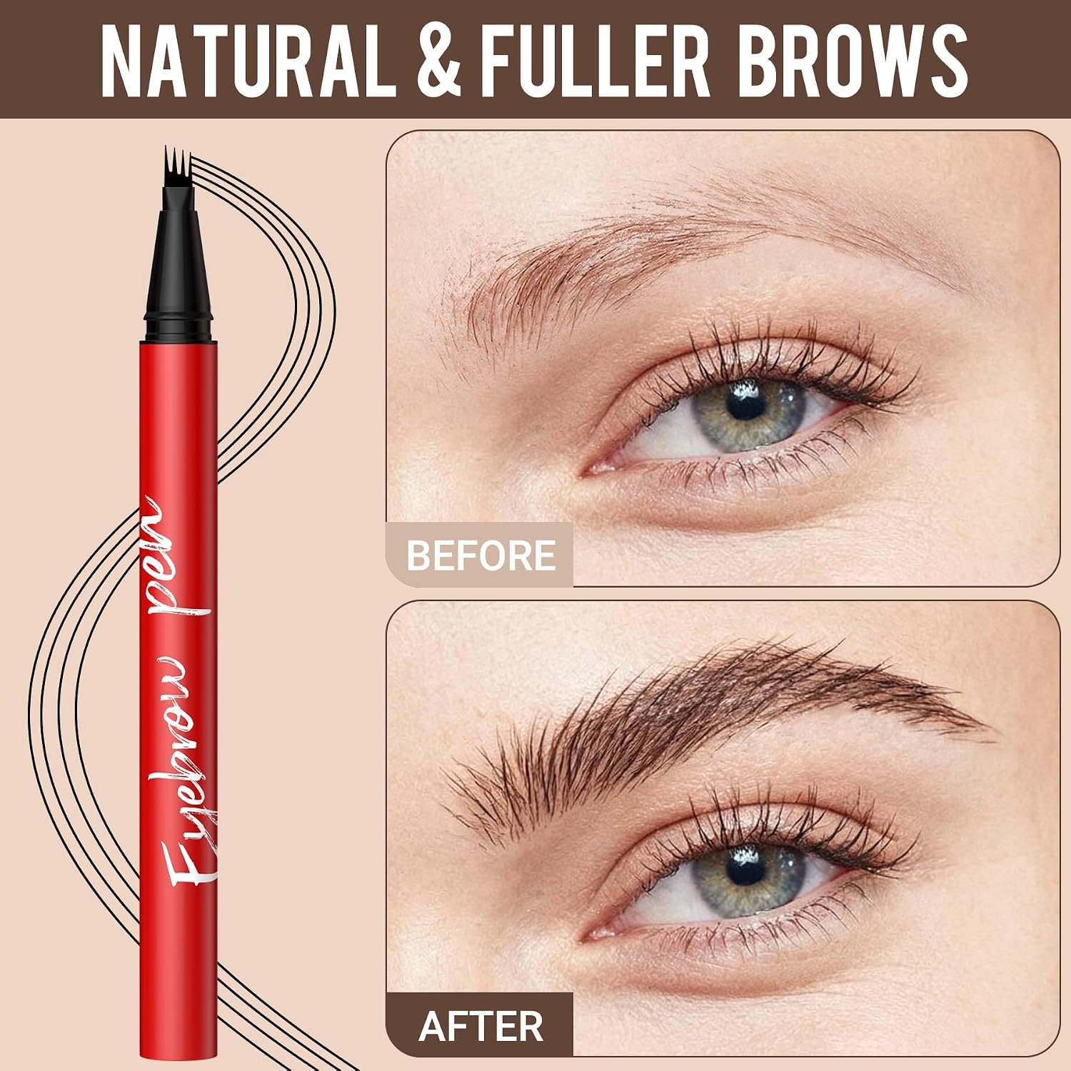 Vevivia Beauty Eyebrow Pencils for Women - Eyebrow Pen 2 Pack, Precise 4-Tip Brow Pencil for Natural-Looking Fuller Brows, Hair-Like Strokes for All Brow Types, Last All-Day Brow Pen, Light Brown - Image 3