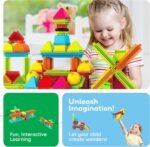 PicassoTiles 120pcs Hedgehog Interlocking Building Blocks Tiles Construction Toy Set Learning Playset STEAM Development Preschool Kindergarten Toy for Kids Age3+ PTB120 - Image 5