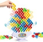 64 Pcs Stacking Tower Game with 22 Cards, Giant Tumble Balance Game for Kids, Family Games for Kids and Adults, Easter Gifts for Teen Boys & Girls, Party Board Game for Kids 6-12 & Adults - Image 2
