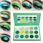 Afflano Green Eyeshadow Palette, Green Glitter Eyeshadow Highly Pigmented, Forest Emerald Christmas Makeup Palettes, Yellow Lime Grass Greenish Makeup Eye Shadow Pallet 15 Color - Image 2
