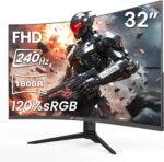 CRUA 32" Curved Gaming Monitor, 240Hz FHD 1920x1080 VA Panel, 1800R Display, AMD FreeSync, 120% sRGB, Low Blue Light, HDMI & DP, Wall Mountable PC Monitor for Gaming, Streaming & Work, Black - Image 2