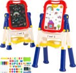 Chalk Board Easel for Kids Toys,Double-Sided Magnetic Kids Chalkboard and Dry Erase Boards,Toddler Toys for 3 Year Old Boy Gift,Art Easel Learning Educational Toy for 3 4 5 Years Old Boys Gift - Image 2