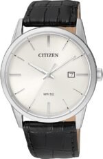 Citizen Quartz Mens Watch, Stainless Steel with Leather Strap, Casual - Image 2