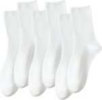DOKUTOKU Womens Crew Socks Size 7-9 Cotton Cute Long Fall Workout Casual Socks 6 Pack - Image 2