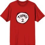 Dr. Seuss Thing 1 and Thing 2 Adult Red Crew Neck Short Sleeve T-Shirt - Image 2